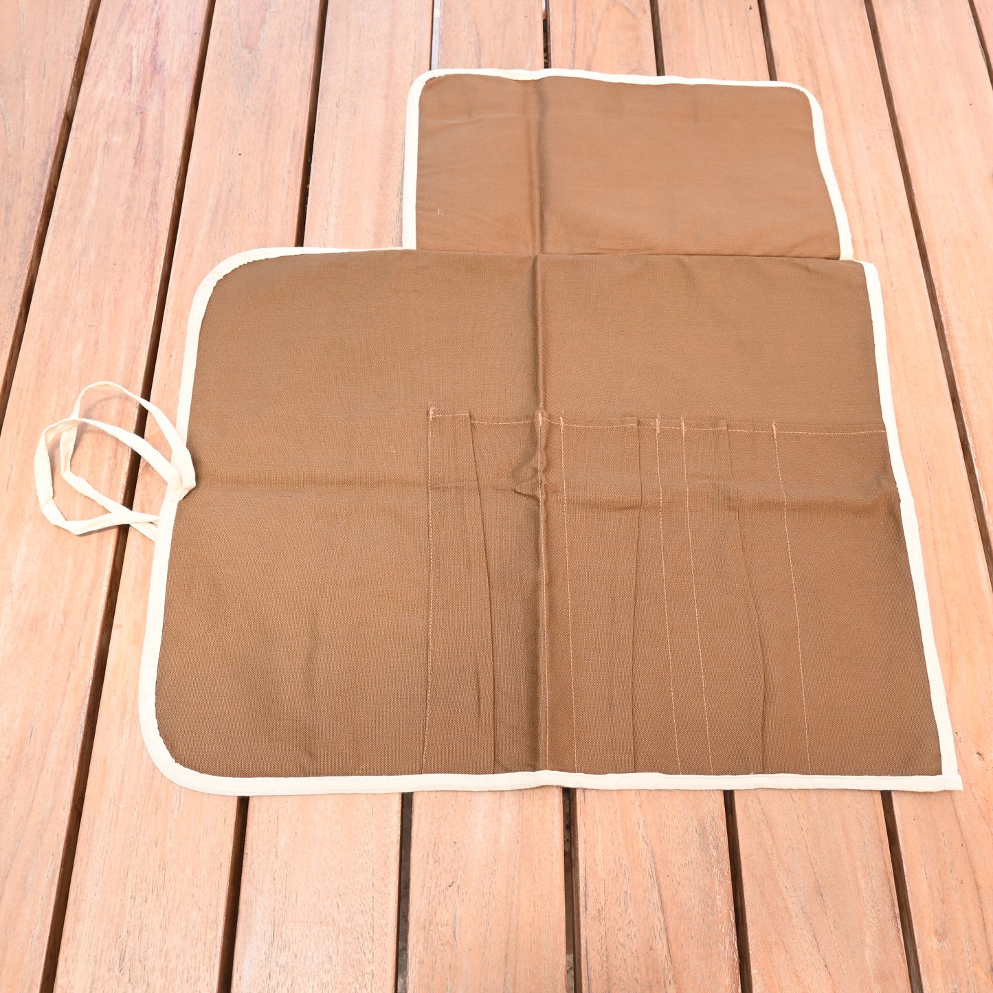 Knife Bag - Brown Cotton small | 4 pockets