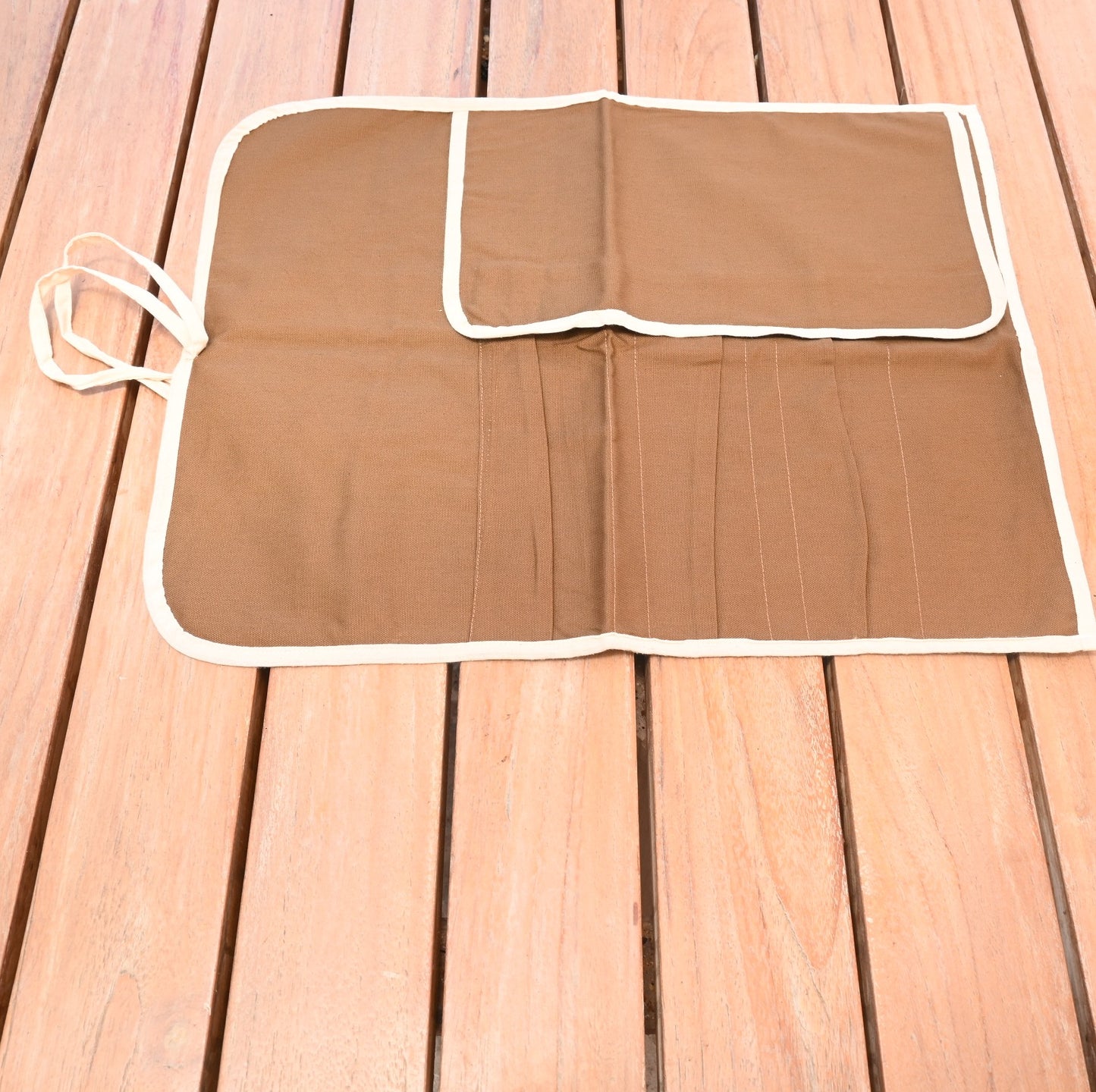 Knife Bag - Brown Cotton small | 4 pockets