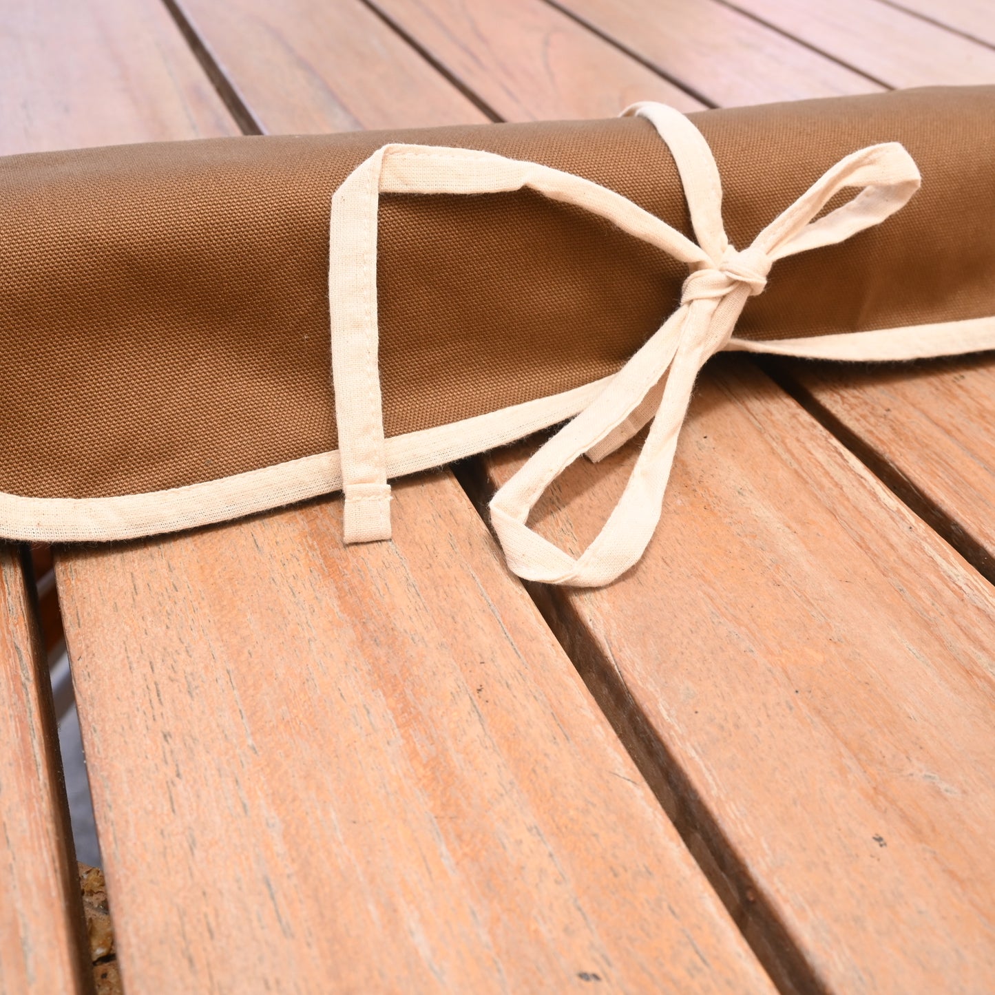 Knife Bag - Brown Cotton small | 4 pockets