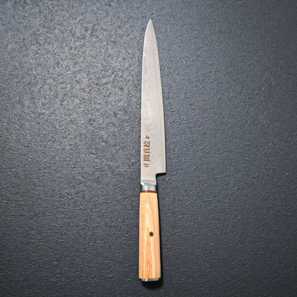 Seki mae Suhijiki (slicer) classic blonde damascus steel 240mm knife