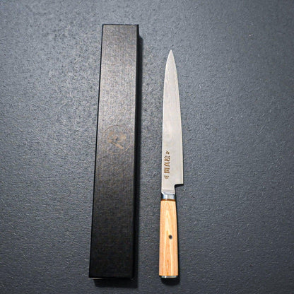 Seki mae Suhijiki (slicer) classic blonde damascus steel 240mm knife