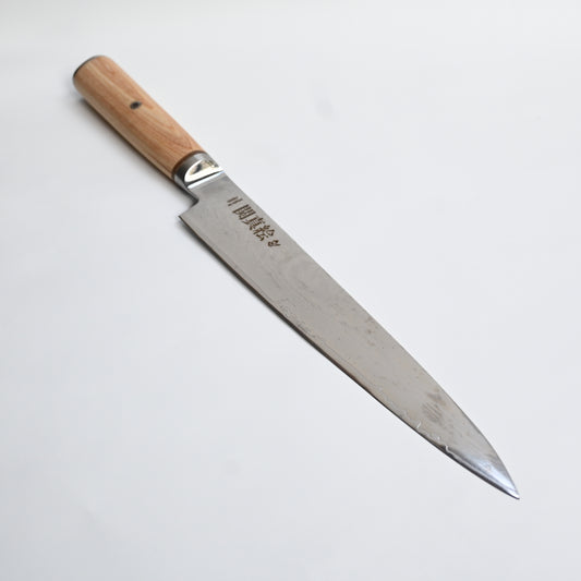 Seki mae Suhijiki (slicer) classic blonde damascus steel 240mm knife