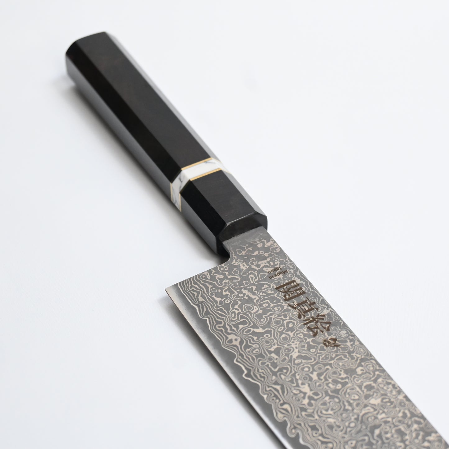 Seki Mae Kiritsuke knife damascus steel 180mm Seki Mae dark ebony handle