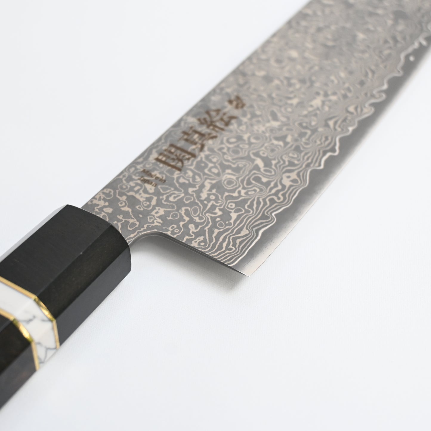 Seki Mae Kiritsuke knife damascus steel 180mm Seki Mae dark ebony handle