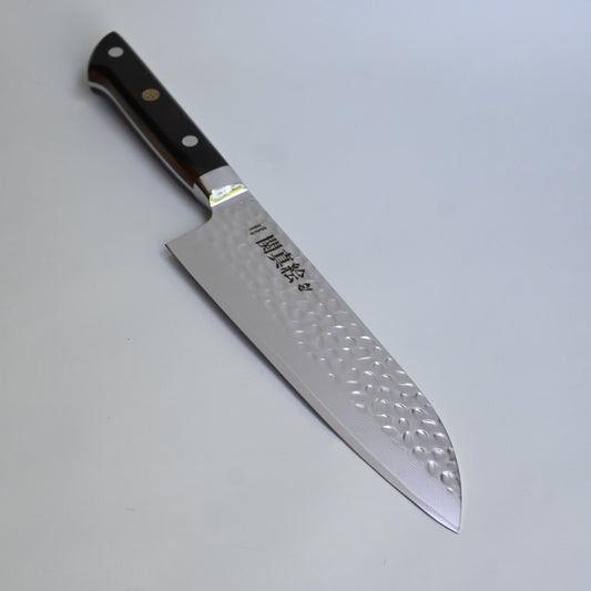 Seki Mae Santoku hammered damascus steel 185 mm rosewood handle