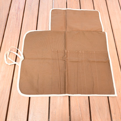 Knife Bag - Brown Cotton small | 4 pockets