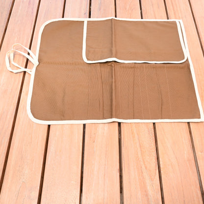 Knife Bag - Brown Cotton small | 4 pockets
