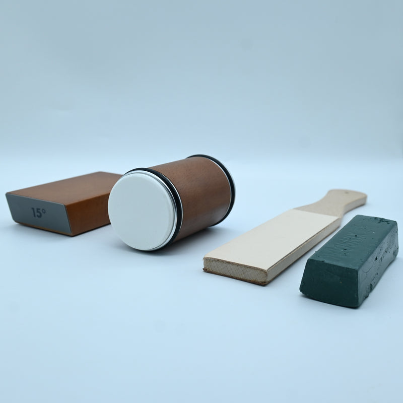 Rolling Knife Sharpener + Leather + Wax to polish
